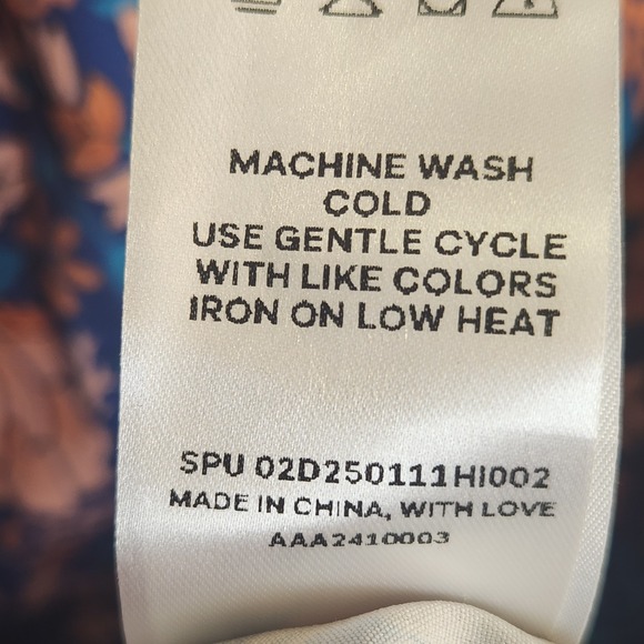 BLOOMCHIC Floral Maxi Dress Women's XL V Neck Smocked Waist Orange Blue Pockets - Picture 8 of 11